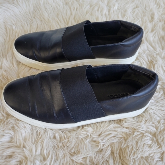 Vince Corbin Black Leather Slip On Loafer Sneaker Size 6.5 - Picture 2 of 10
